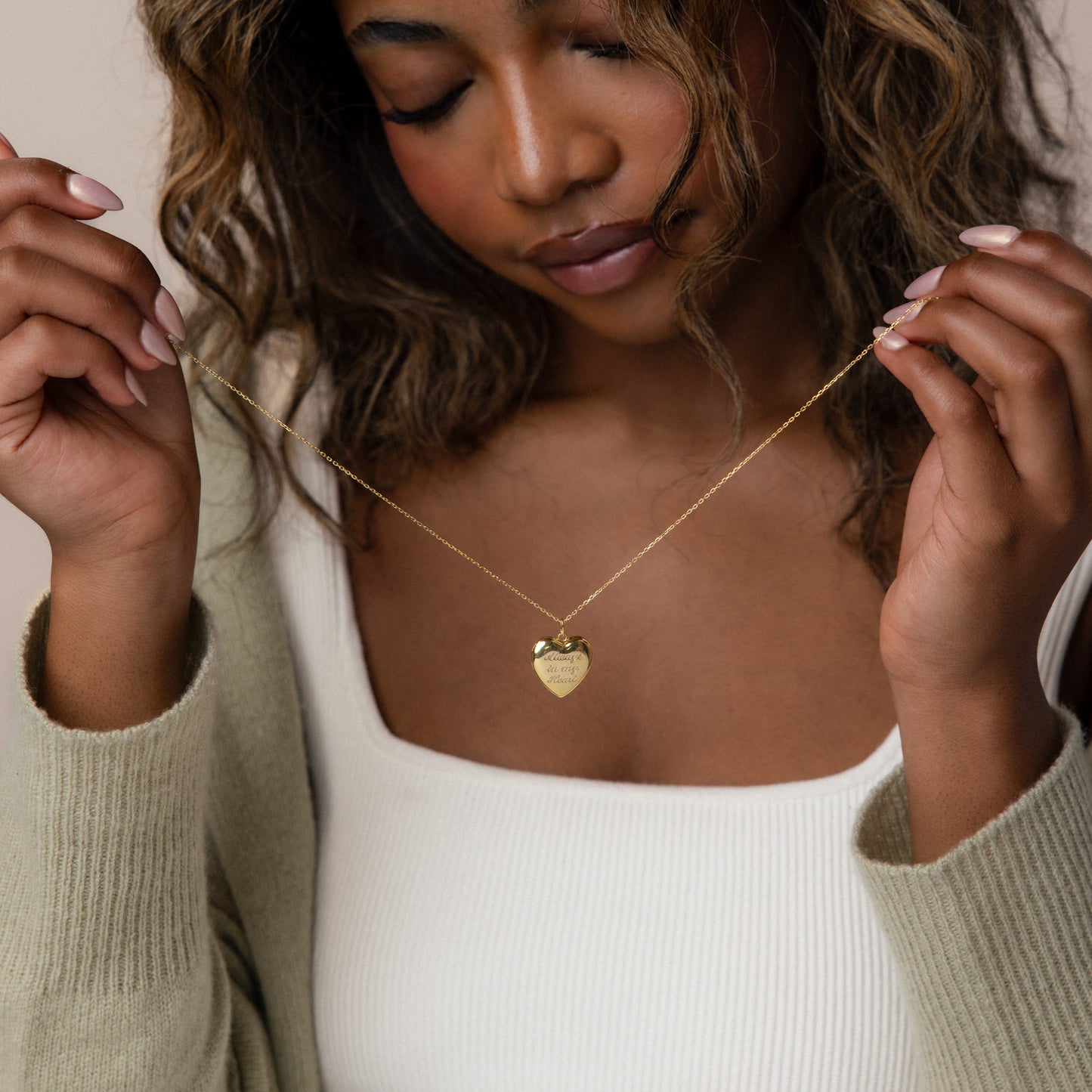 Handwriting Heart Locket Necklace