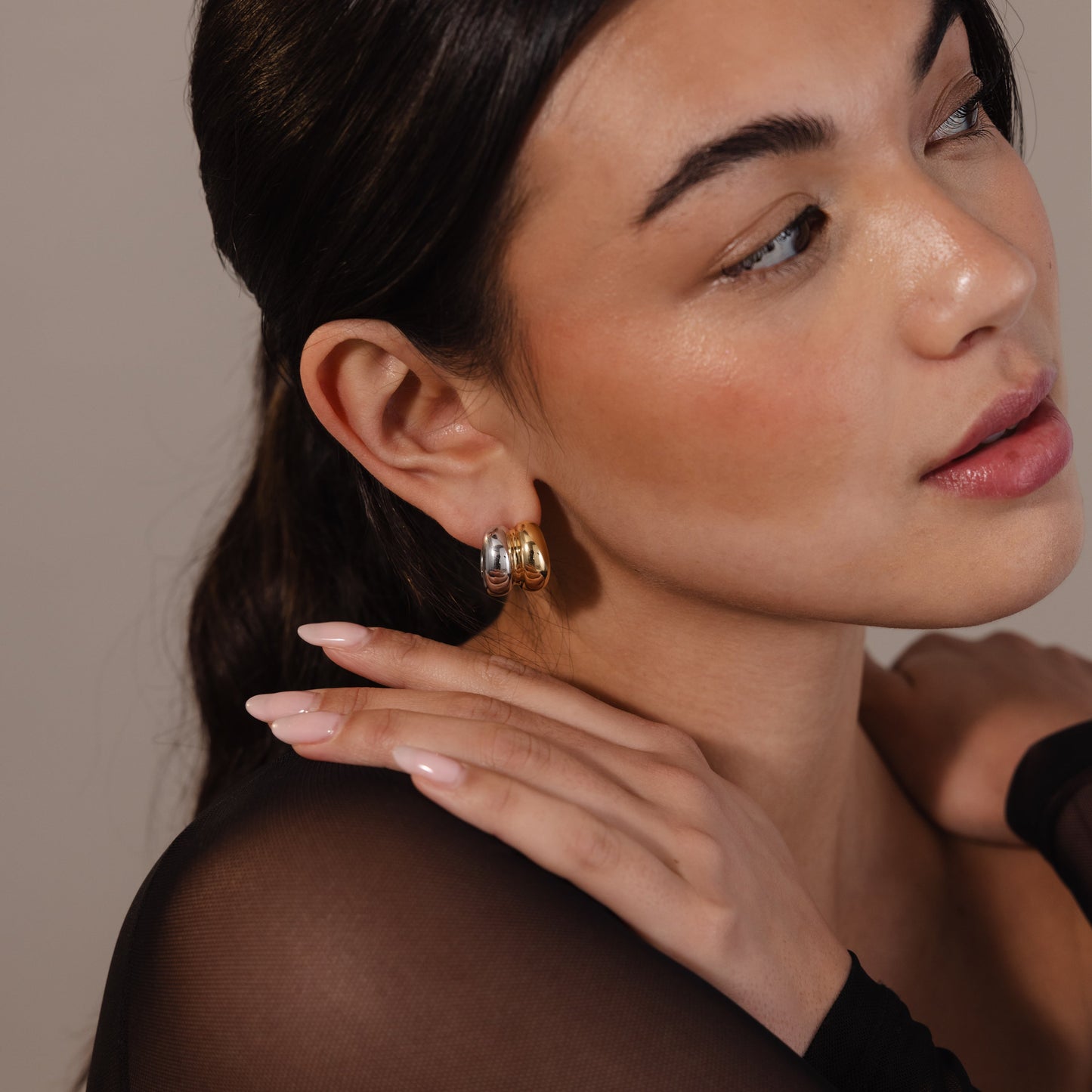 Mixed Metal Puff Studs