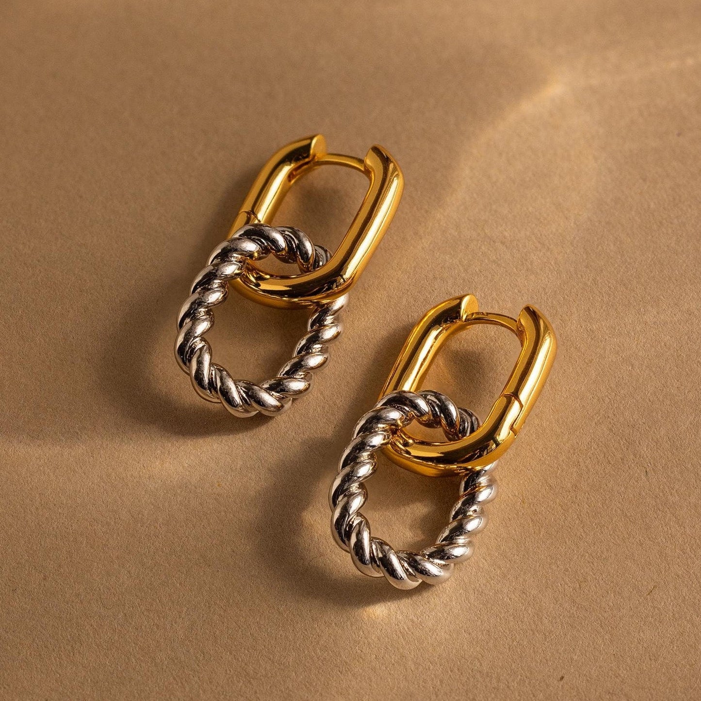 Mixed Metal Link Hoops