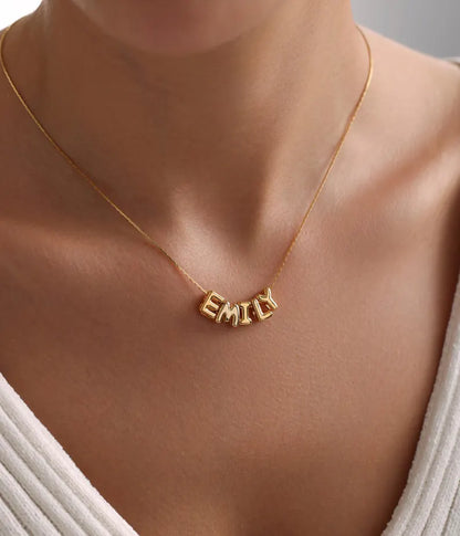 Personalized Tiny Balloon Initial Name Necklace