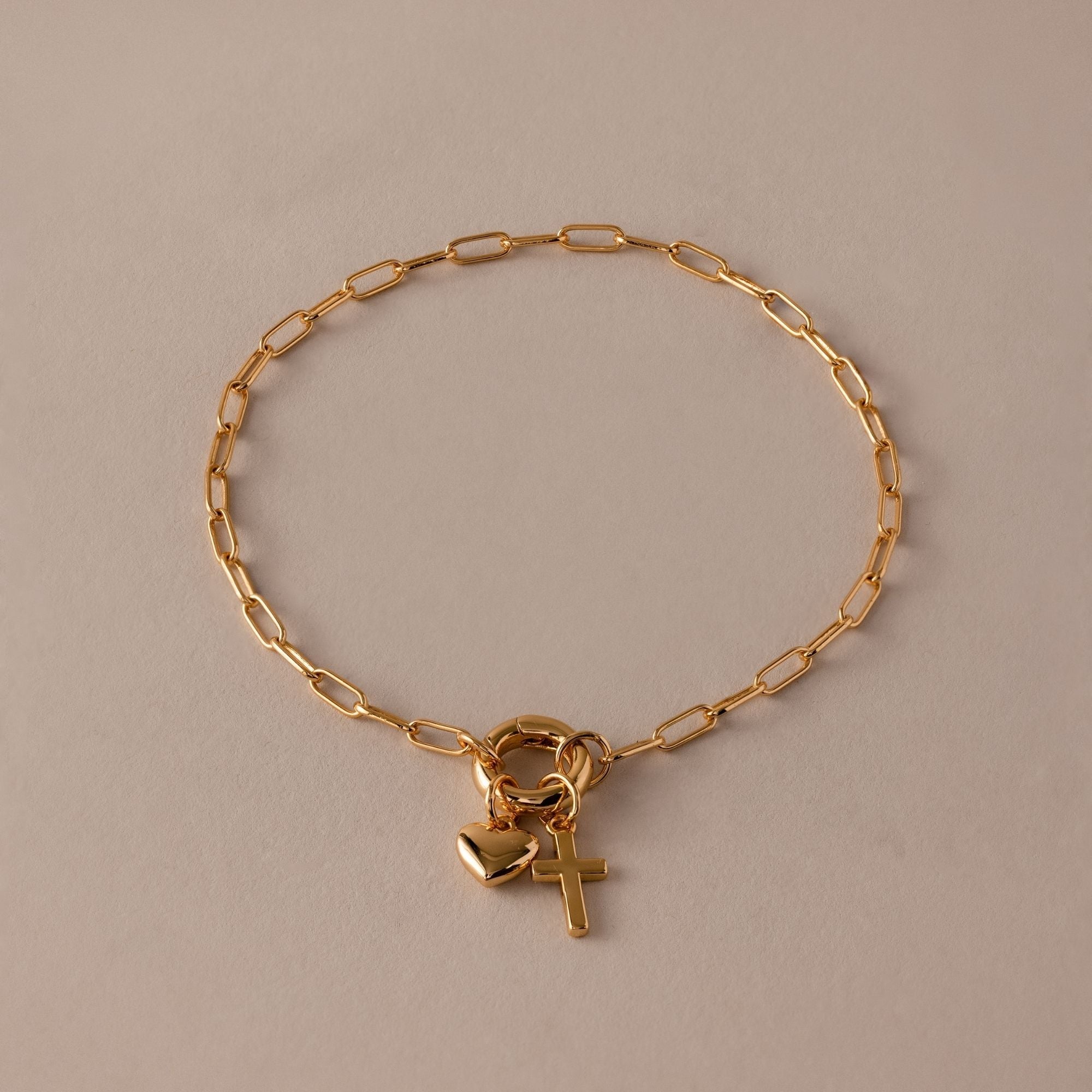 Cross & Heart Charm Bracelet