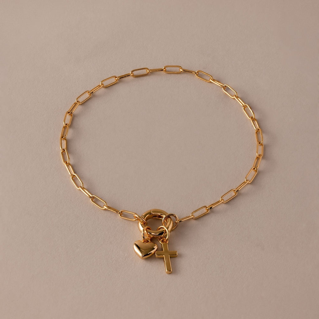 Cross & Heart Charm Bracelet