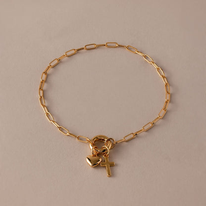 Cross & Heart Charm Bracelet