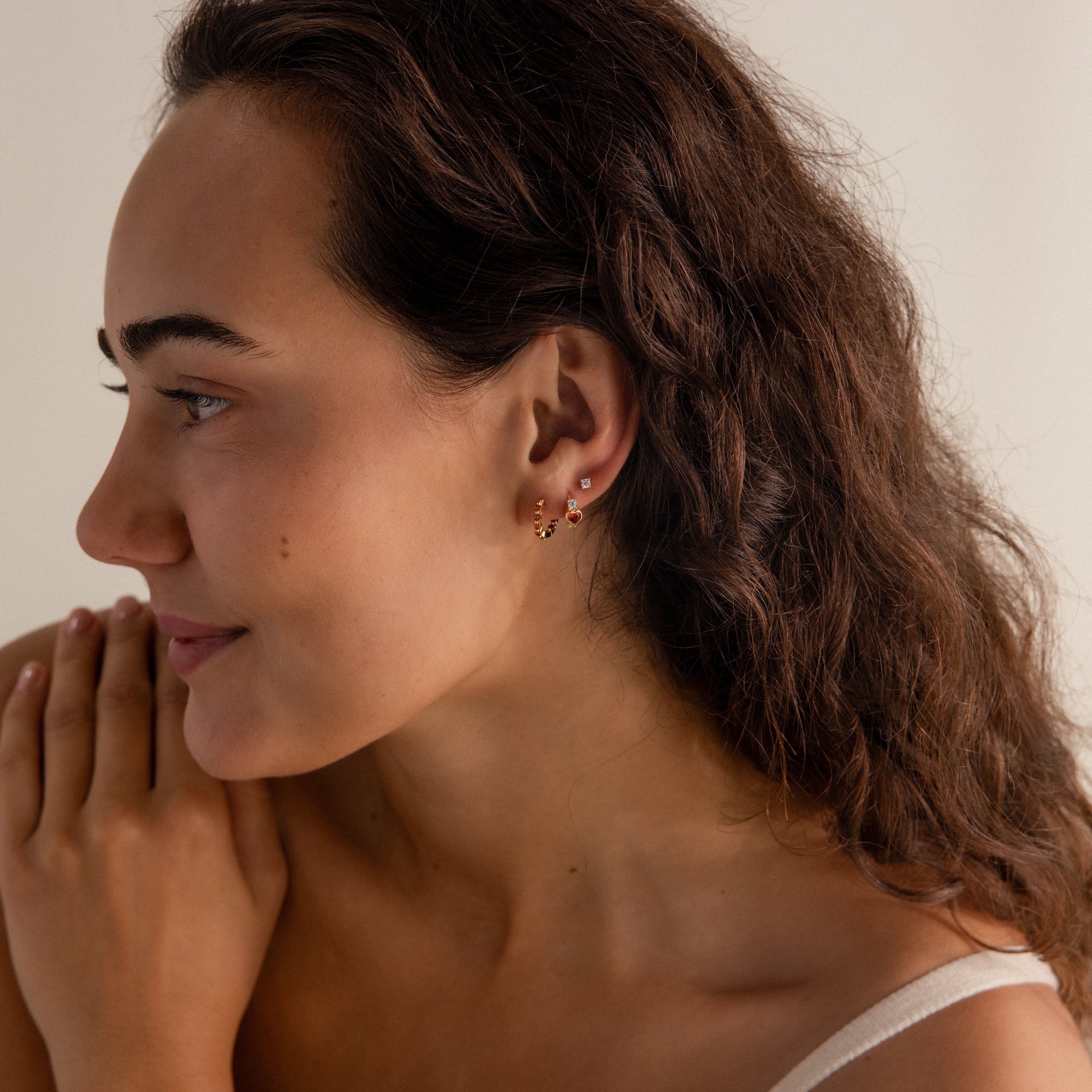 Birthstone Heart Hoops