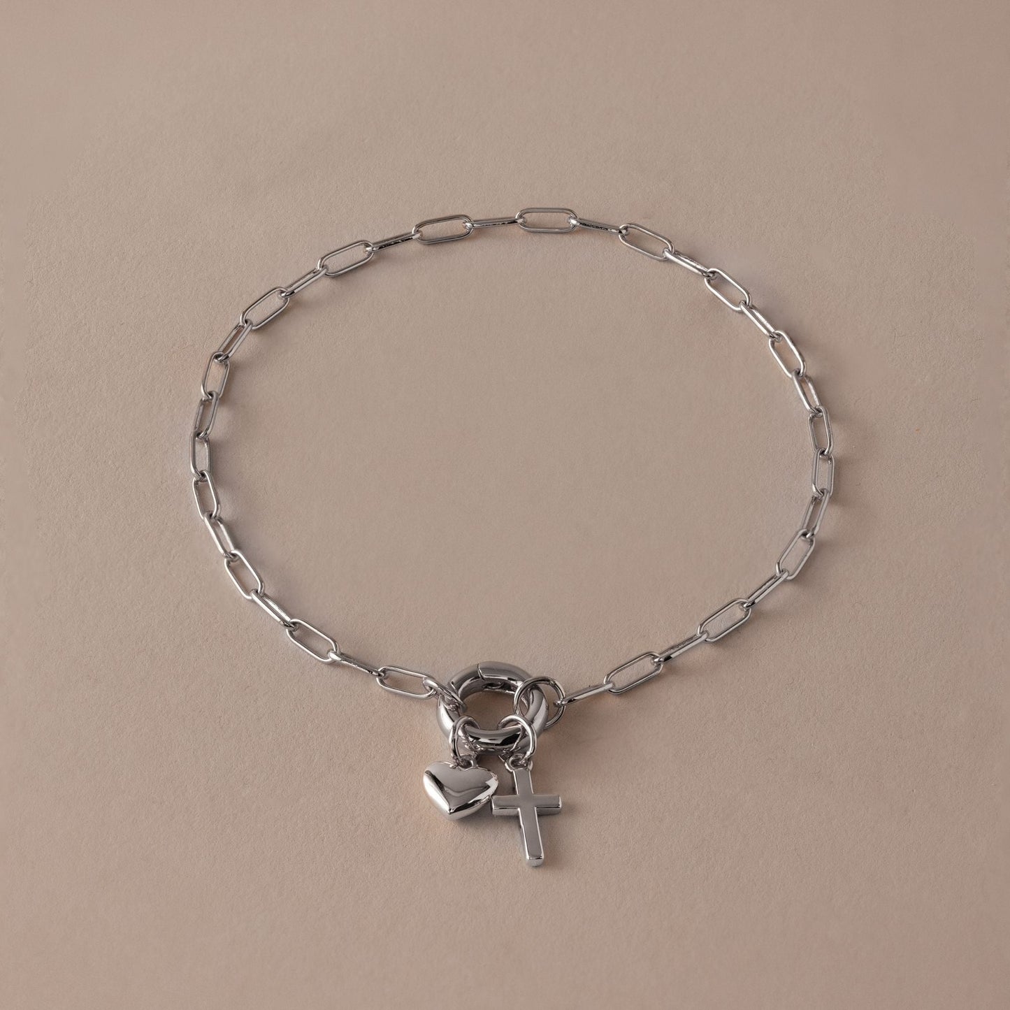 Cross & Heart Charm Bracelet