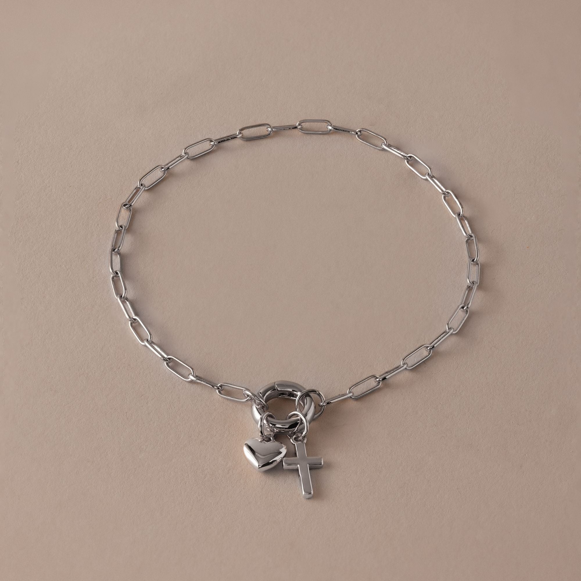 Cross & Heart Charm Bracelet