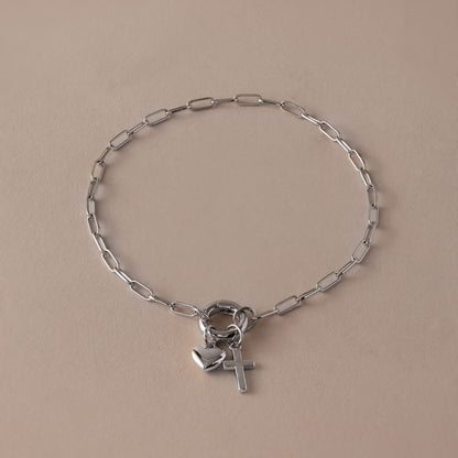 Cross & Heart Charm Bracelet