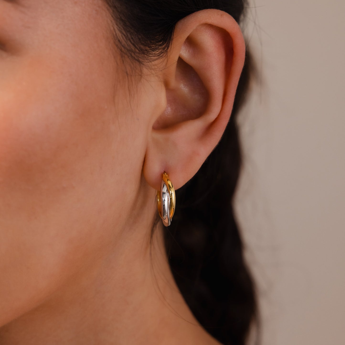 Twisted Mixed Metal Hoops