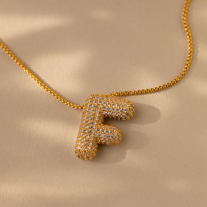 Pave Puff Letter Necklace