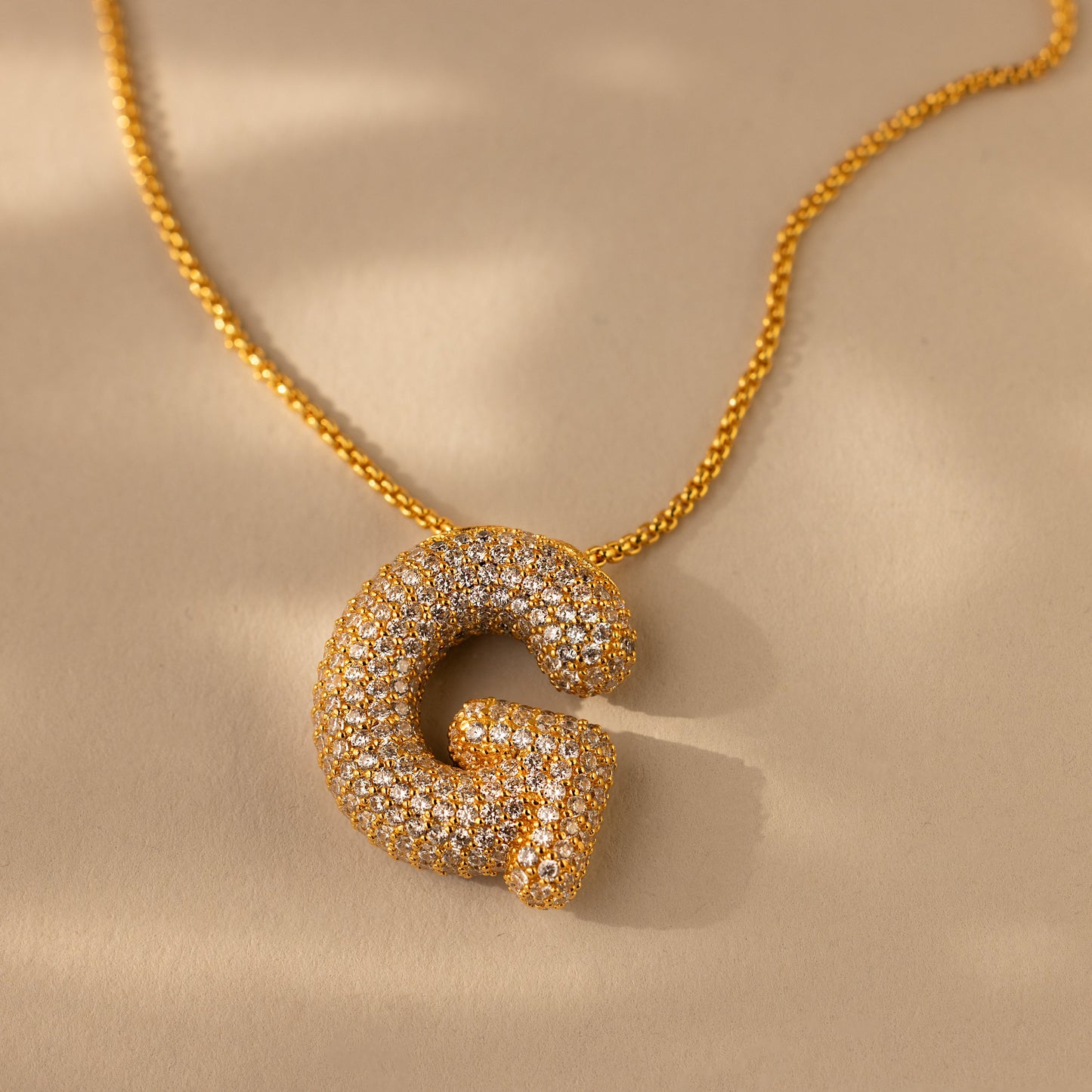 Pave Puff Letter Necklace