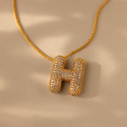 Pave Puff Letter Necklace