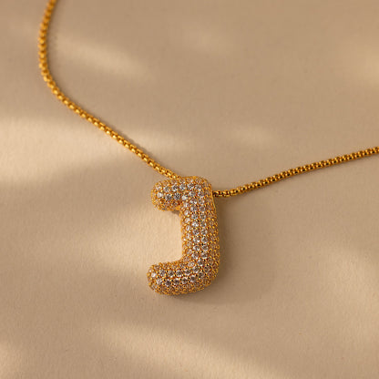 Pave Puff Letter Necklace