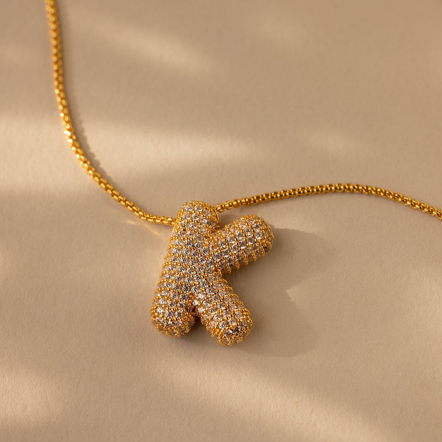 Pave Puff Letter Necklace
