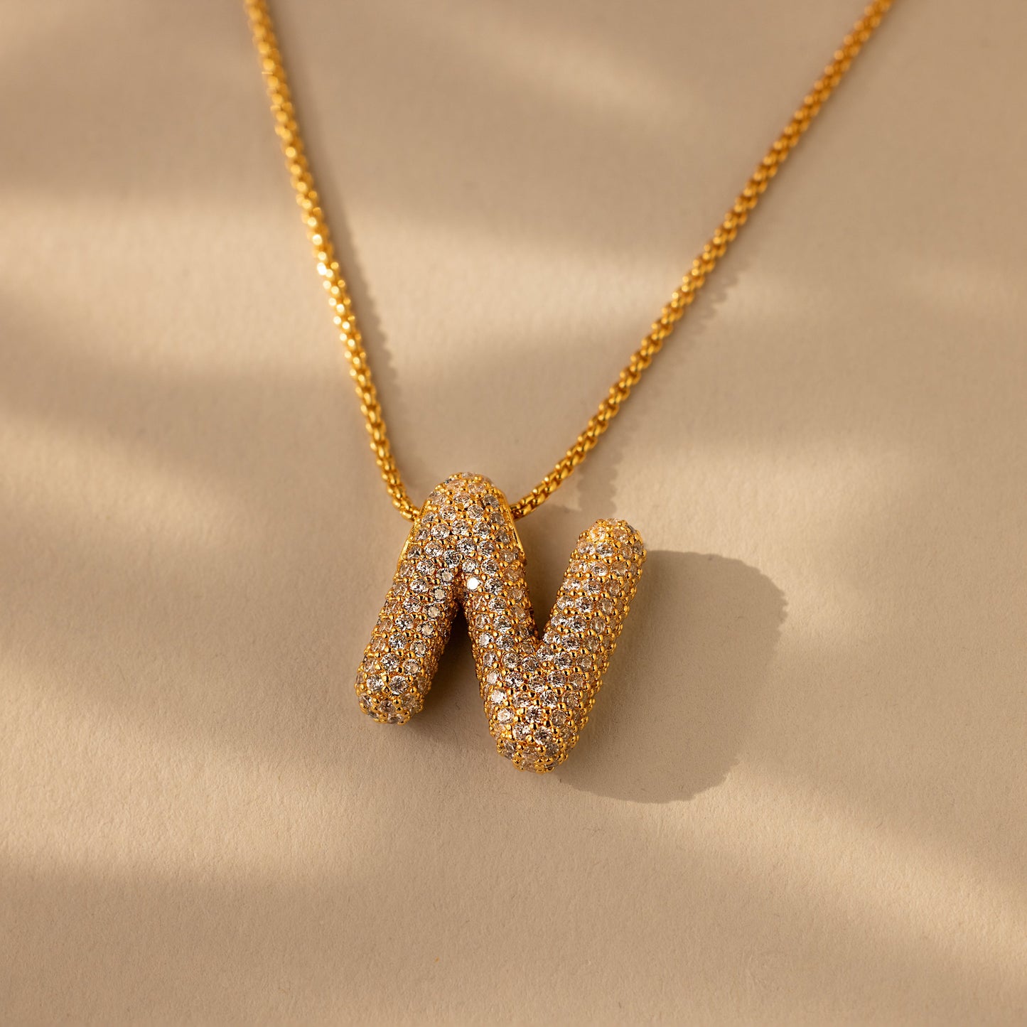 Pave Puff Letter Necklace
