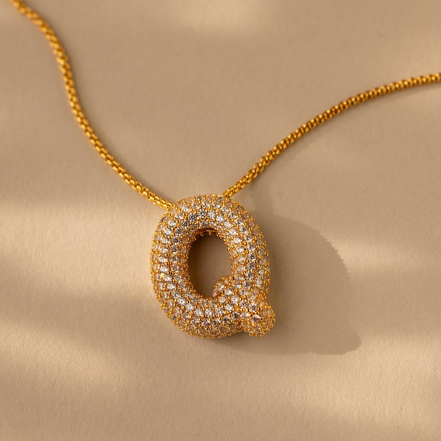 Pave Puff Letter Necklace
