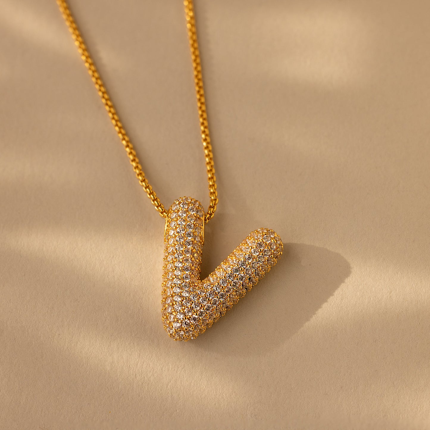 Pave Puff Letter Necklace