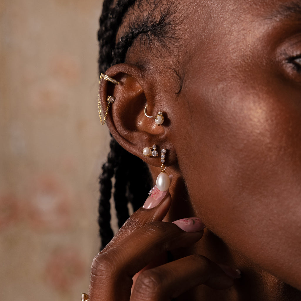 Pearl Diamond Cluster Studs