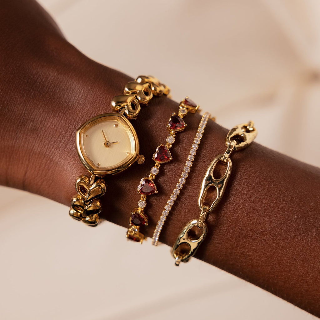 Garnet Heart Tennis Bracelet