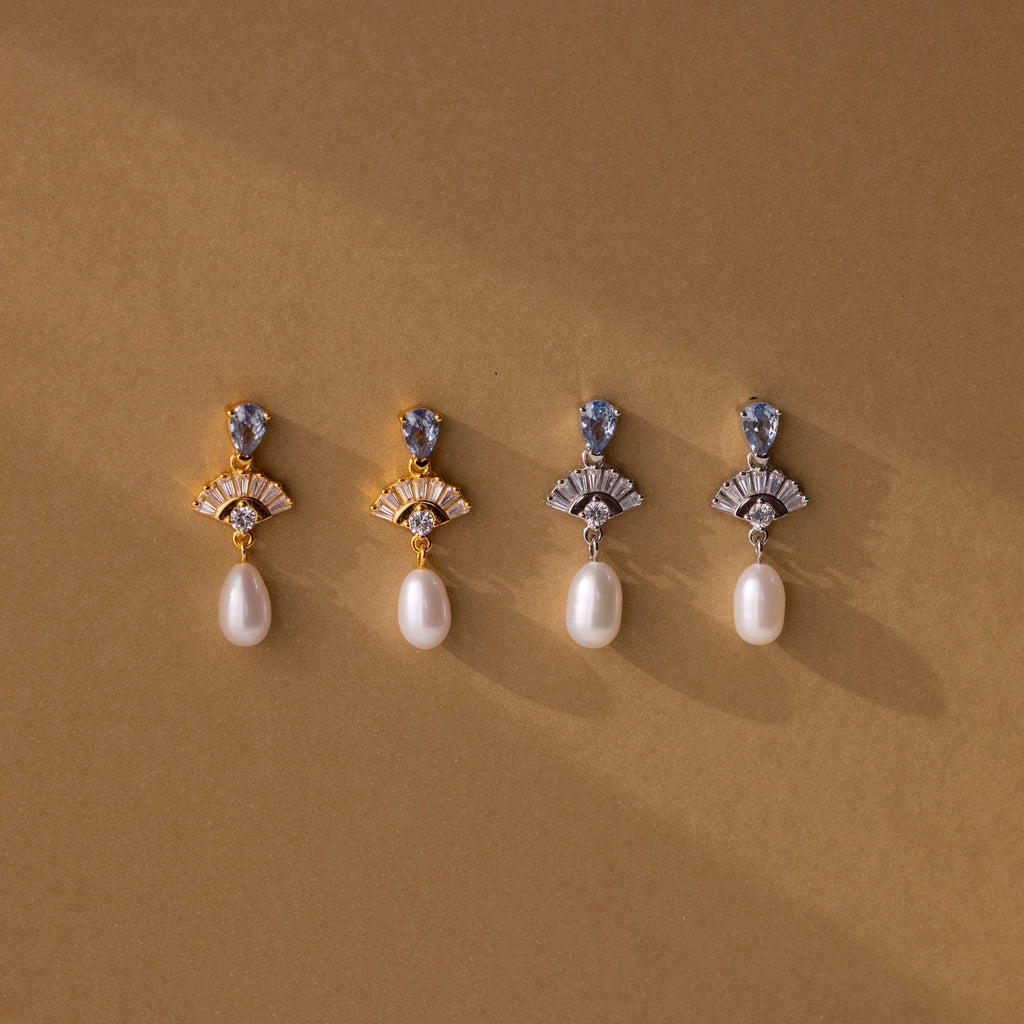 Aquamarine Pearl Drop Earrings