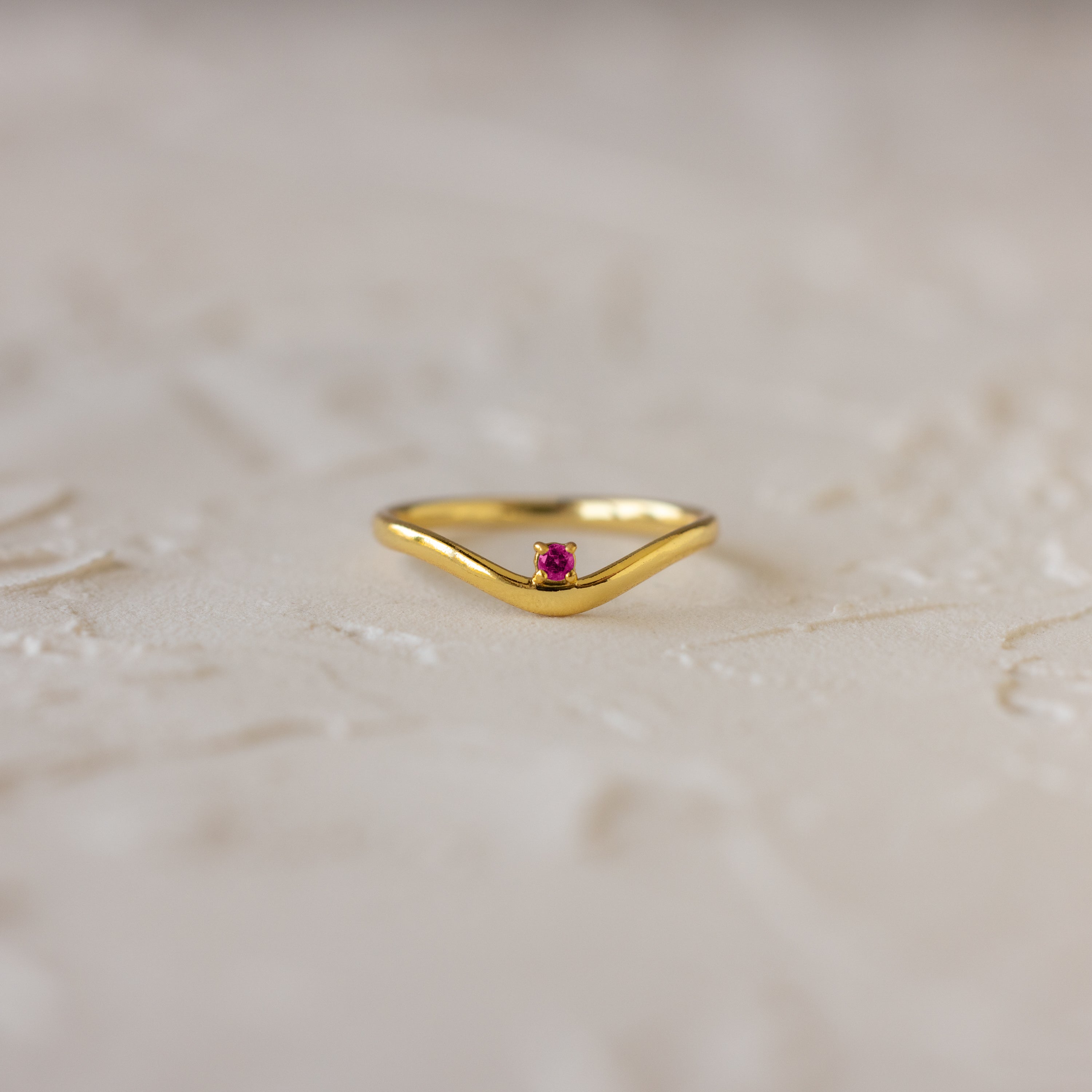 Birthstone Drop Curve Ring