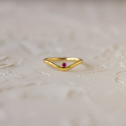 Birthstone Drop Curve Ring
