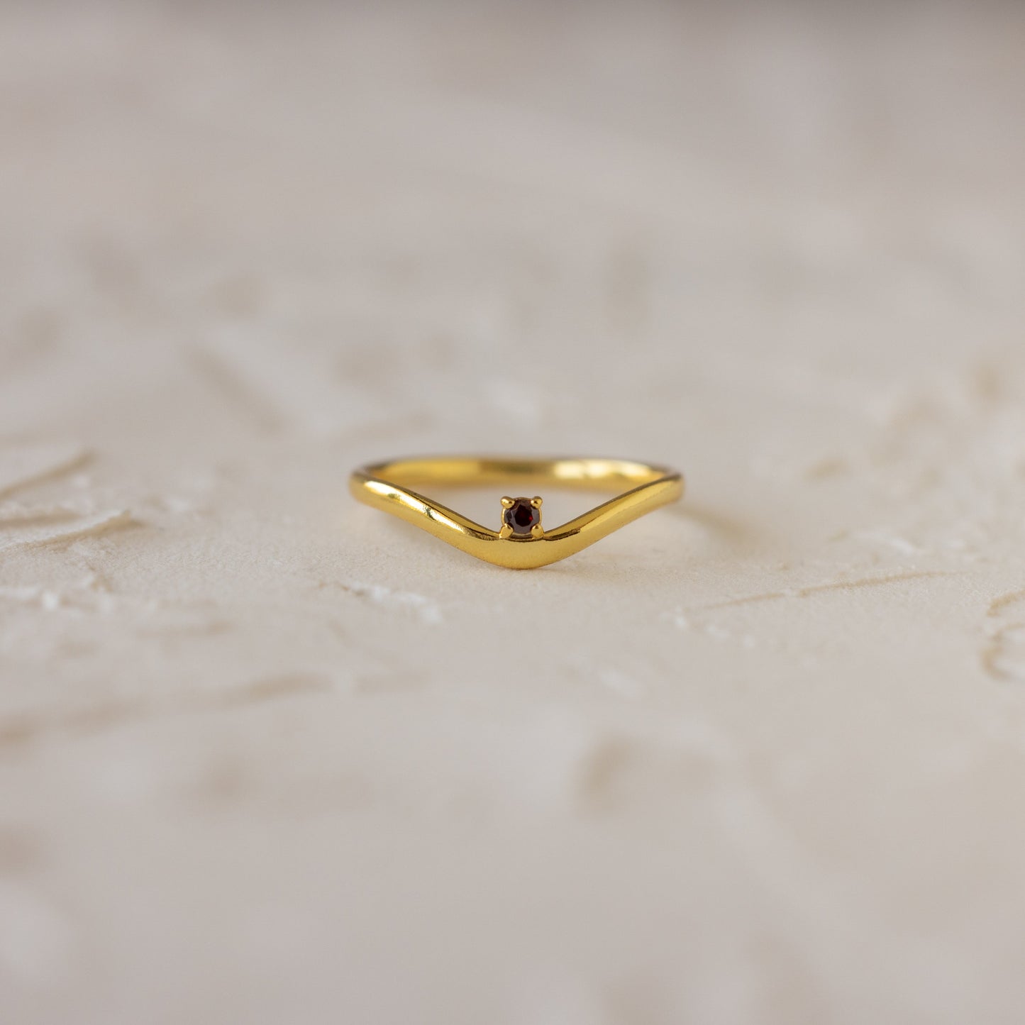 Birthstone Drop Curve Ring