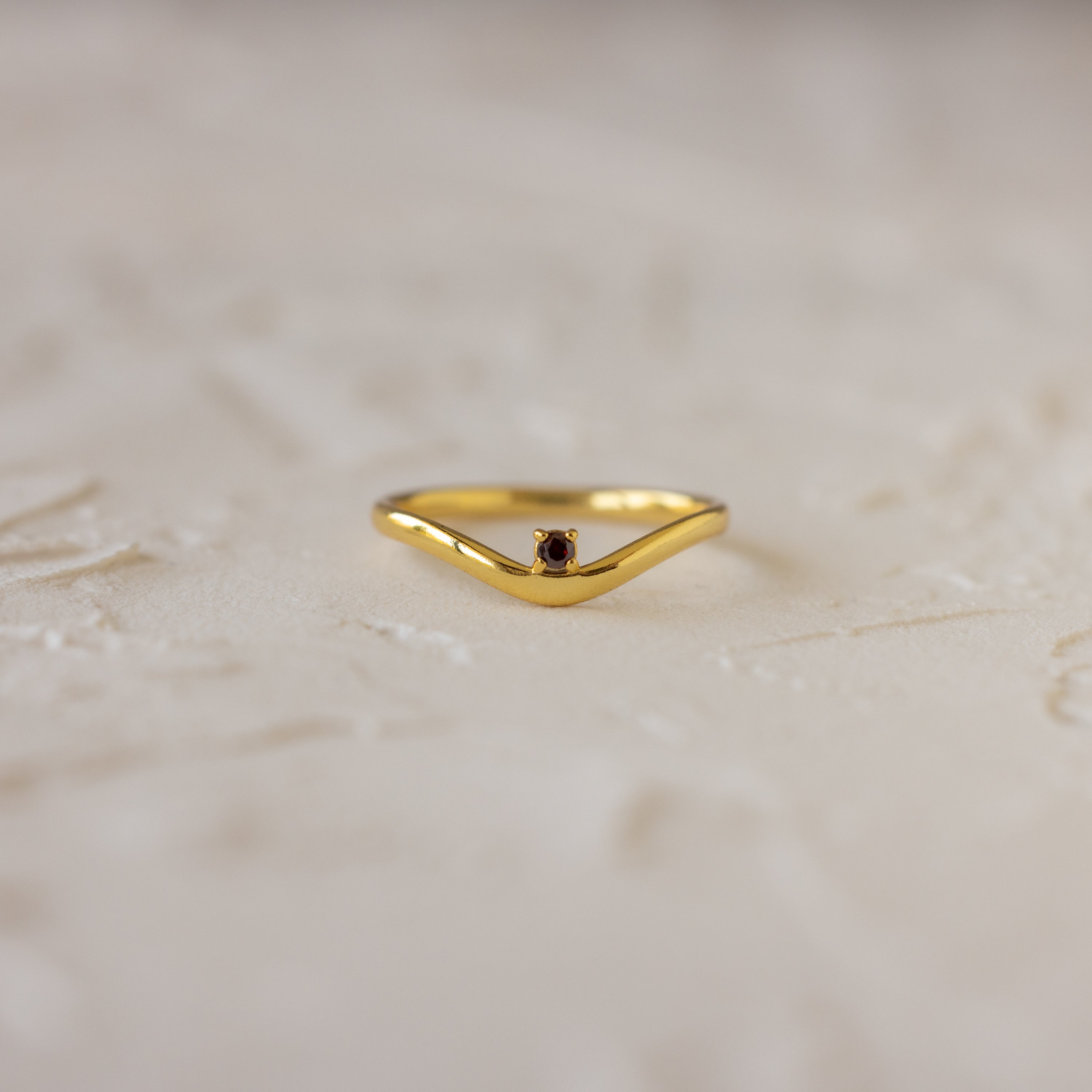 Birthstone Drop Curve Ring