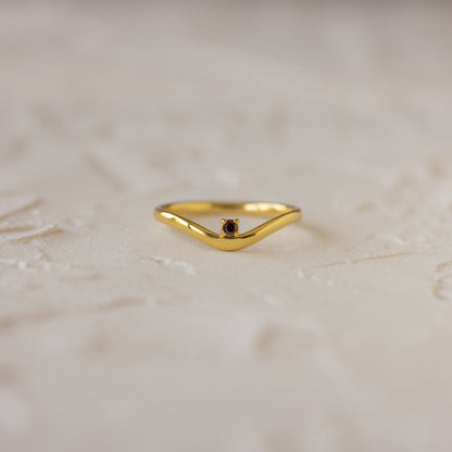 Birthstone Drop Curve Ring