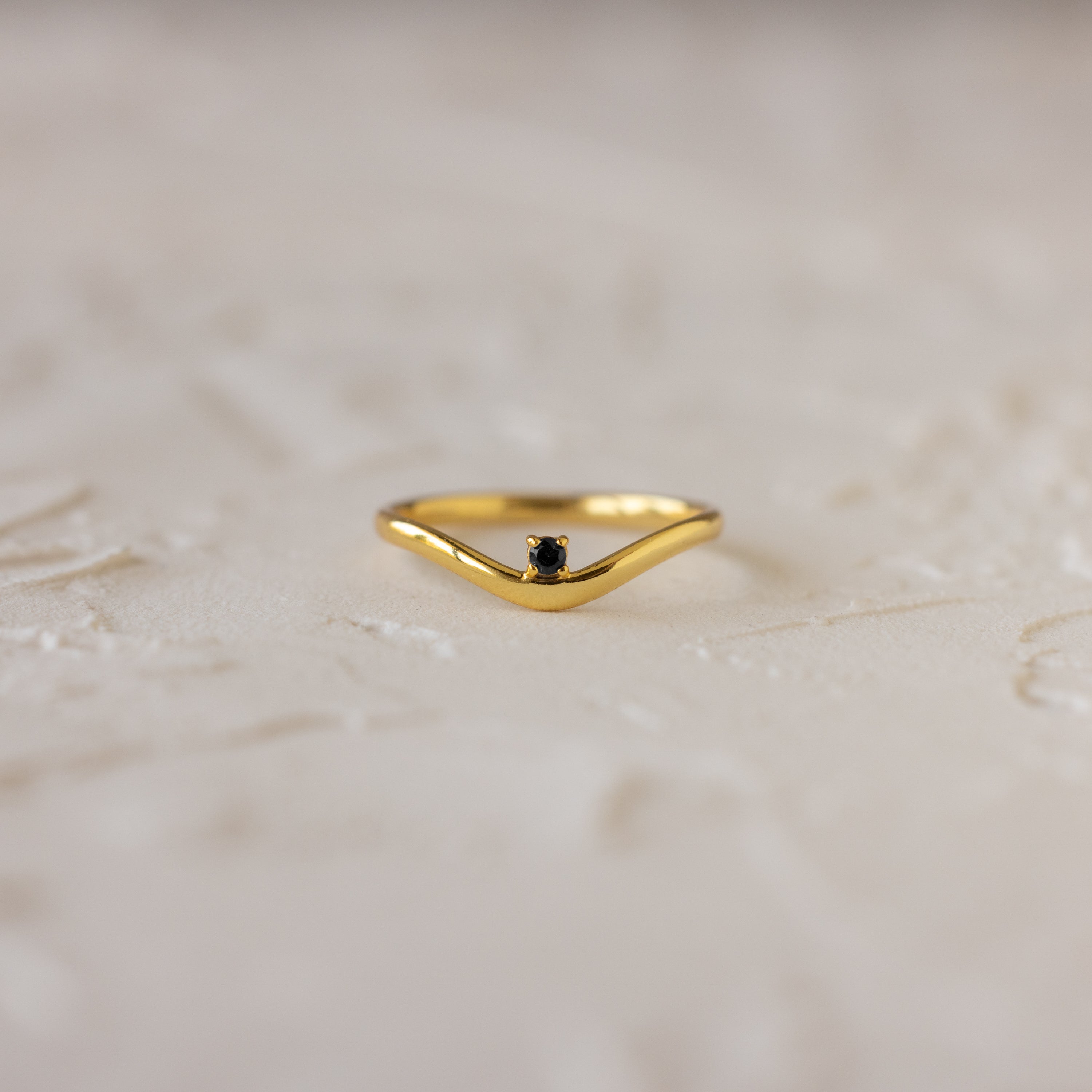 Birthstone Drop Curve Ring