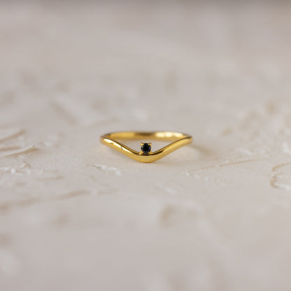 Birthstone Drop Curve Ring