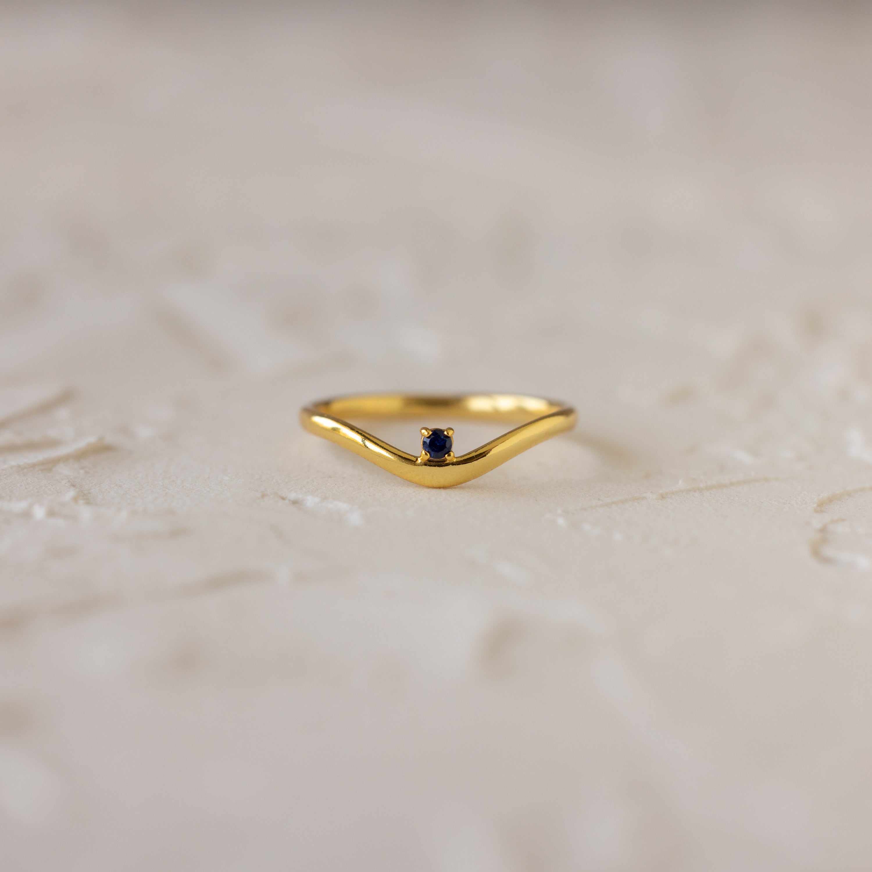 Birthstone Drop Curve Ring