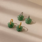 Jade Flower Hoops