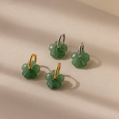 Jade Flower Hoops