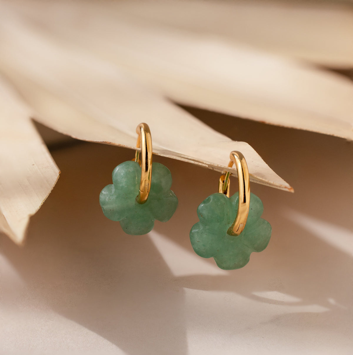 Jade Flower Hoops