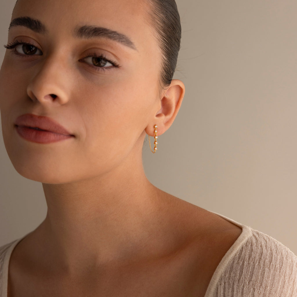 Diamond Chain Drop Earrings