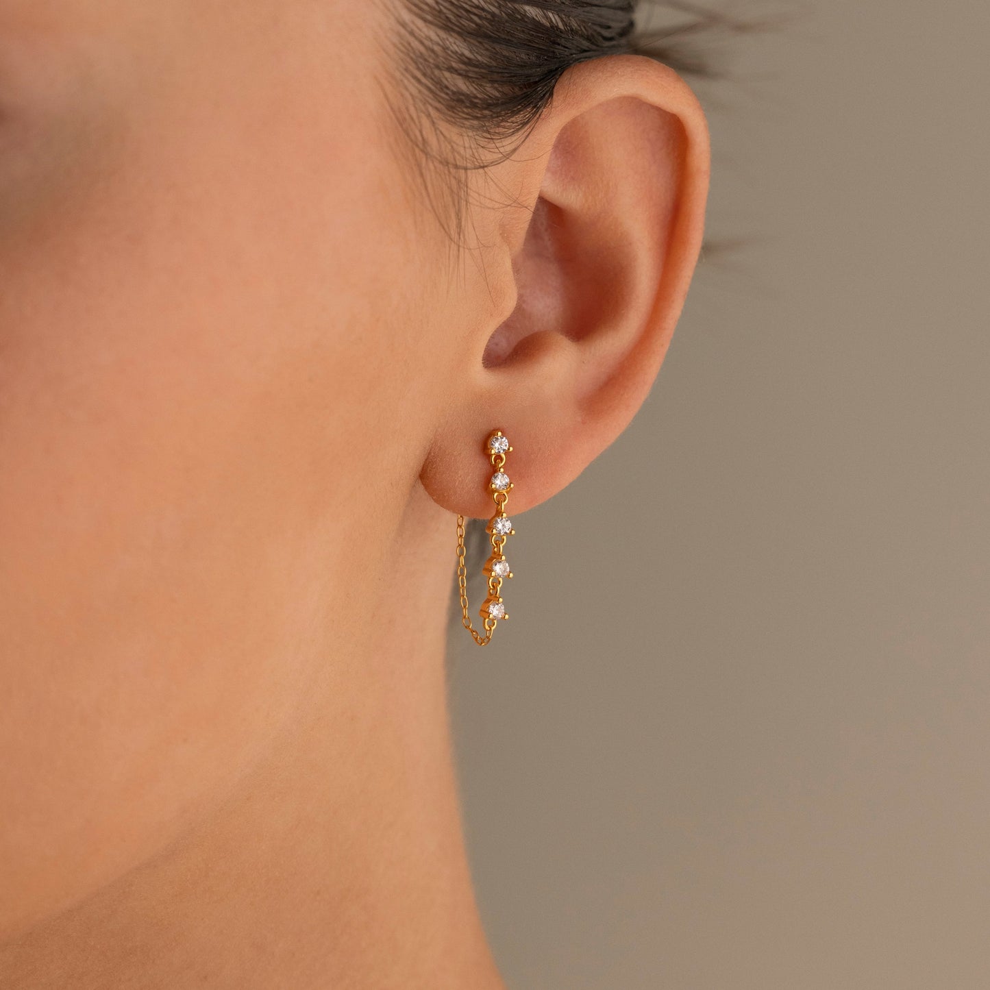 Diamond Chain Drop Earrings