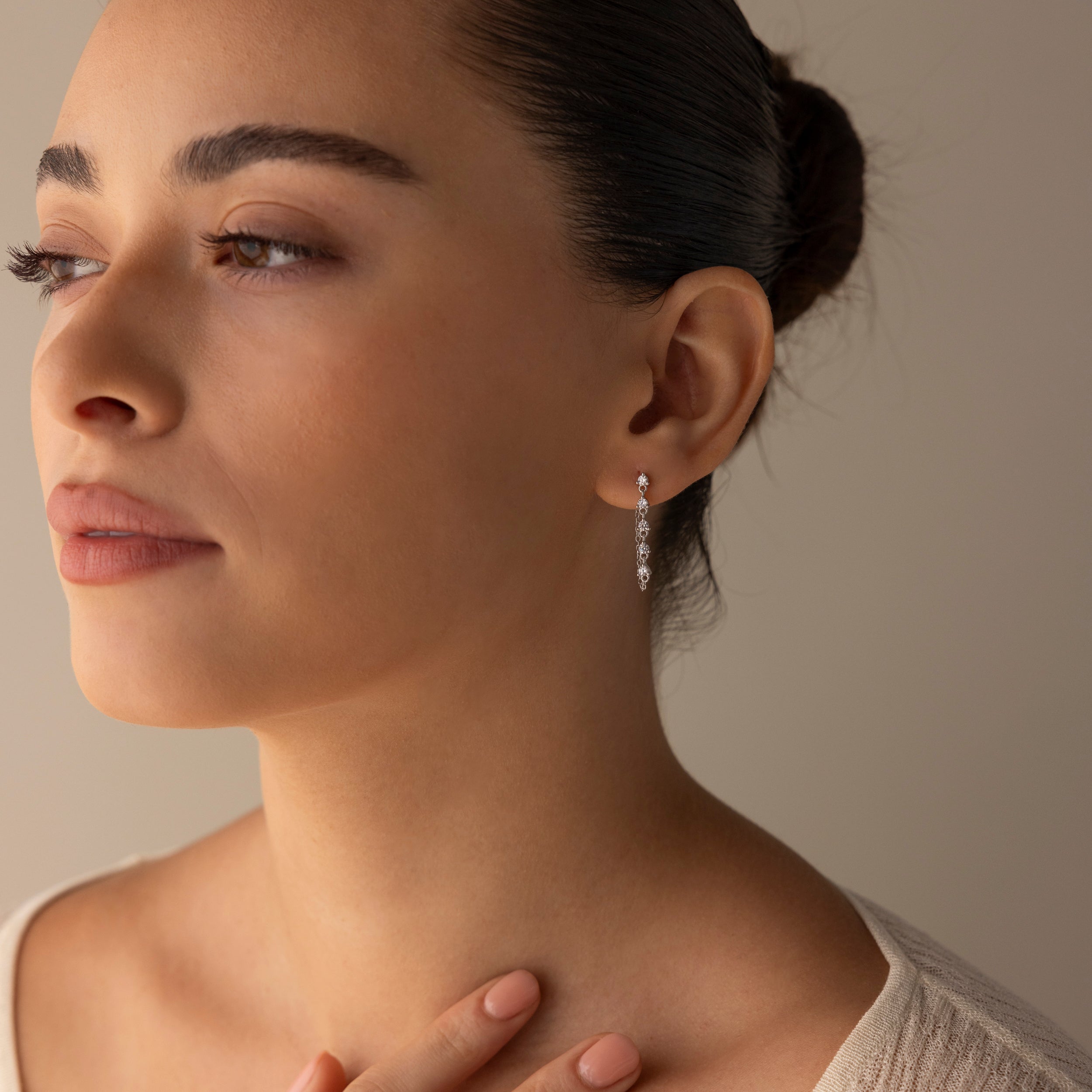Diamond Chain Drop Earrings