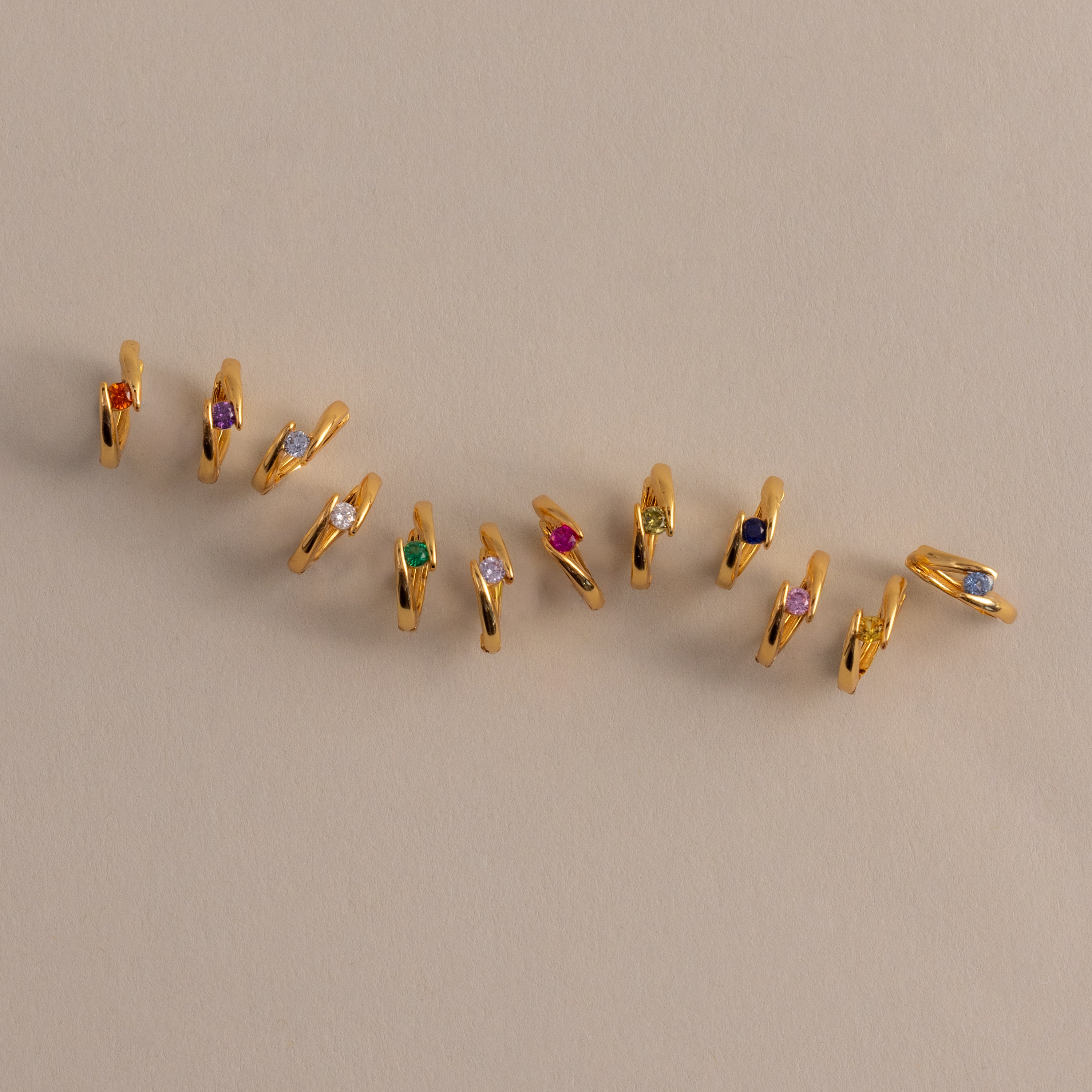 Floating Birthstone Huggies