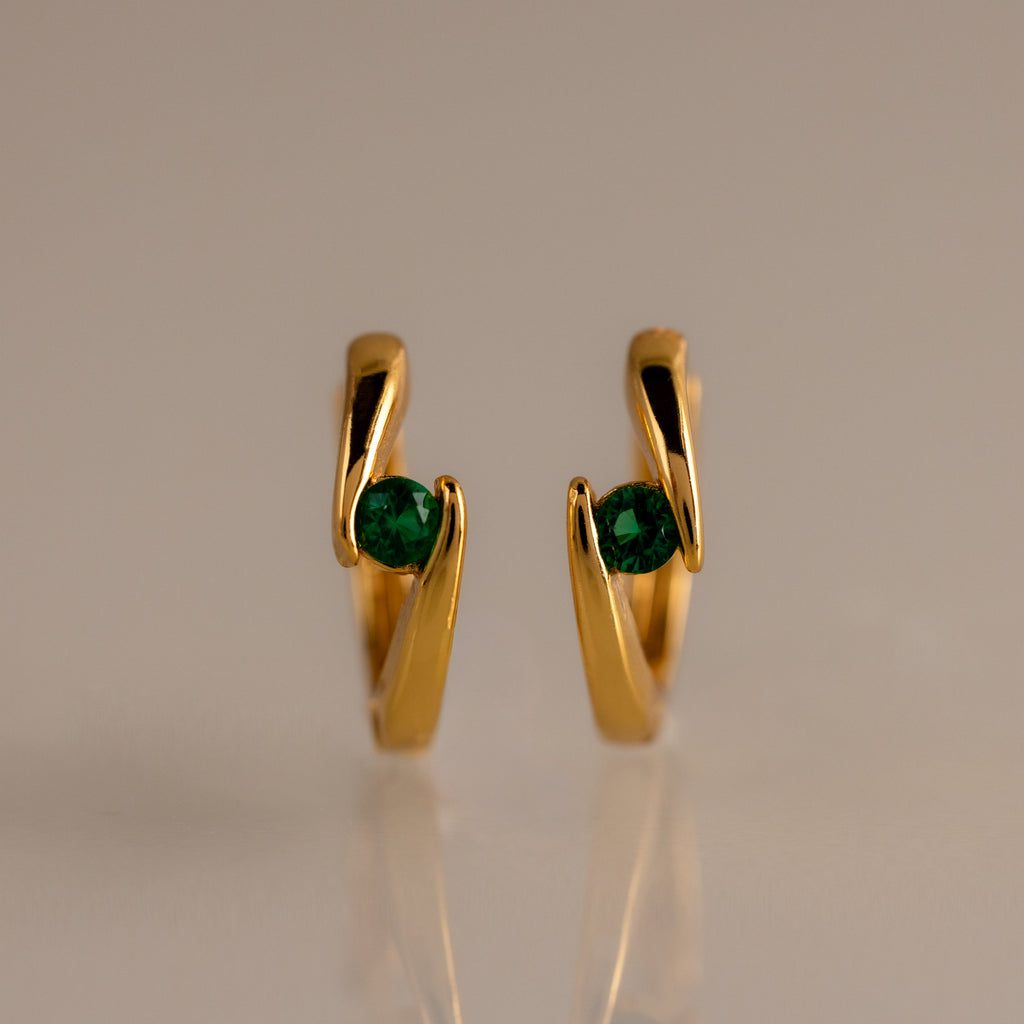 Floating Birthstone Huggies