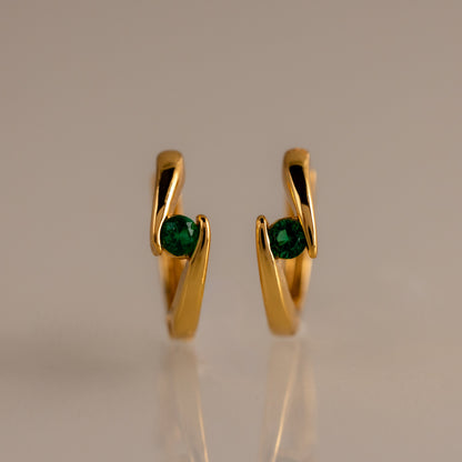 Floating Birthstone Huggies