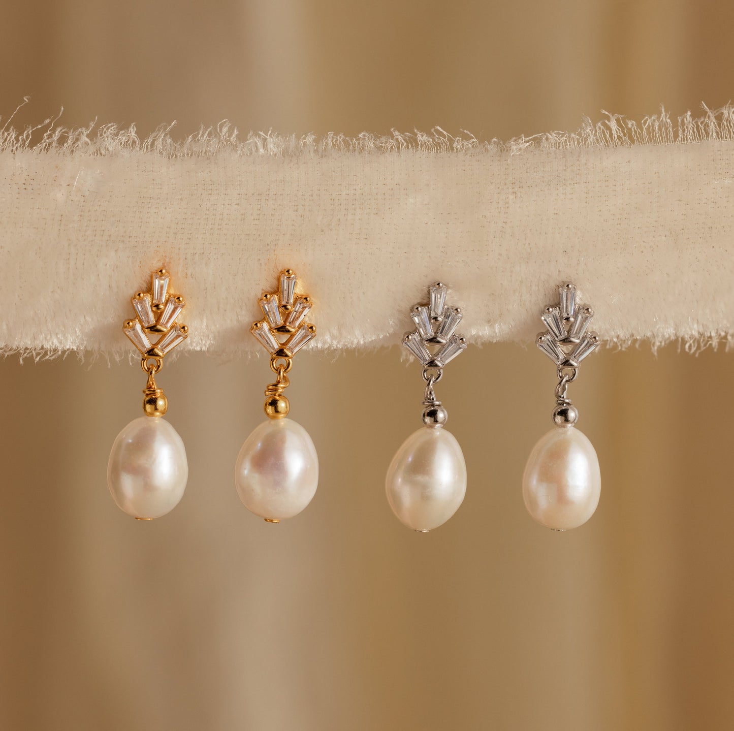 Pearl Diamond Drop Earrings