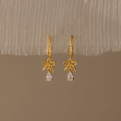 Teardrop Ribbon Charm Hoops
