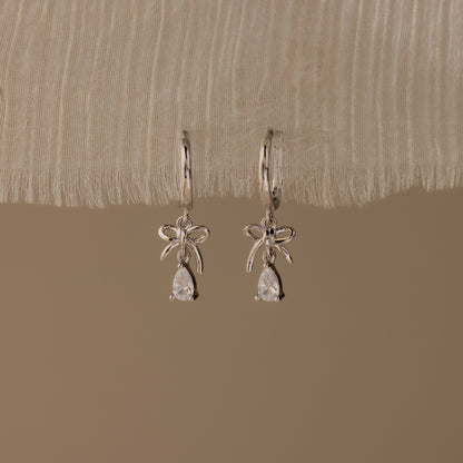 Teardrop Ribbon Charm Hoops