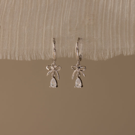 Teardrop Ribbon Charm Hoops