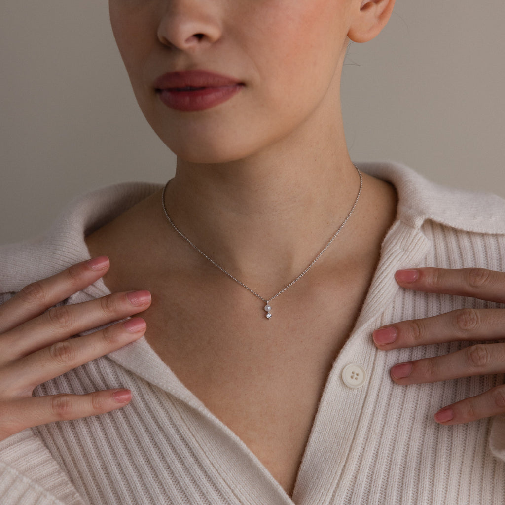 Pearl Diamond Drop Necklace