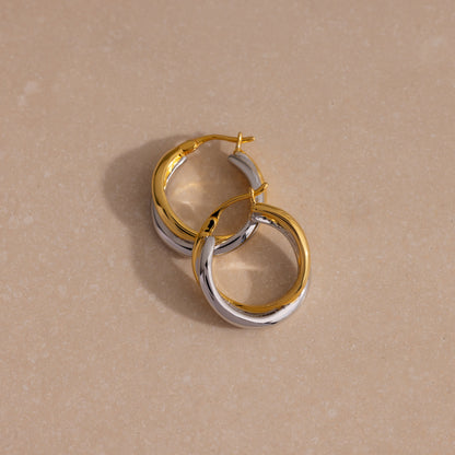 Twisted Mixed Metal Hoops