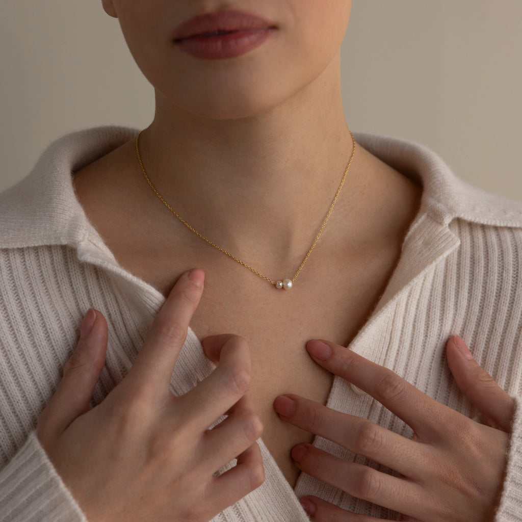 Dainty Duo Pearl Necklace