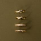 Mixed Metal Diamond Curve Ring Set