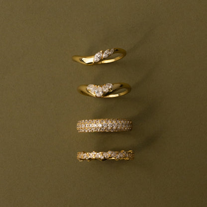 Mixed Metal Diamond Curve Ring Set