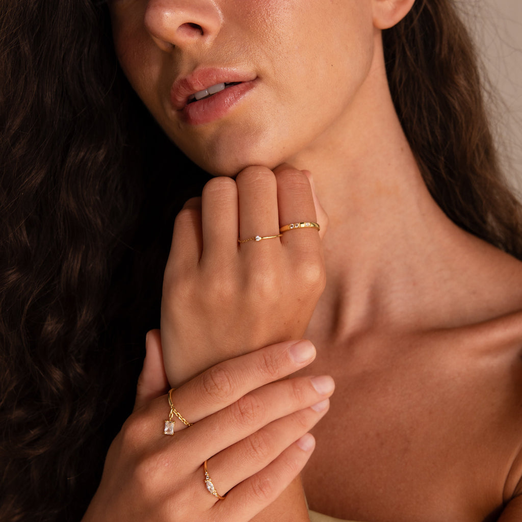 Diamond Morse Code Ring